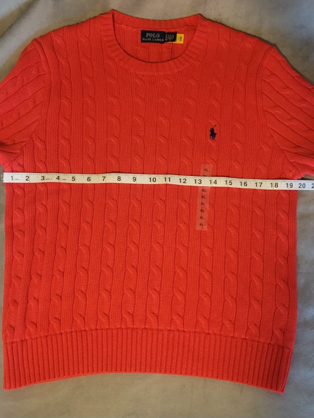 Polo Ralph Lauren Salmon Red Cable-Knit Short Sleeve Crew Pullover Sweater L/XL - Picture 8 of 13